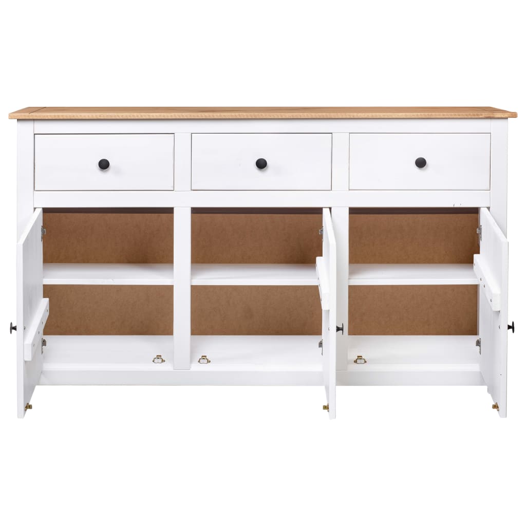Dressoir Panama Range 135x40x80 cm massief grenenhout wit is nu te koop bij PeponiXL, paradijselijk wonen!