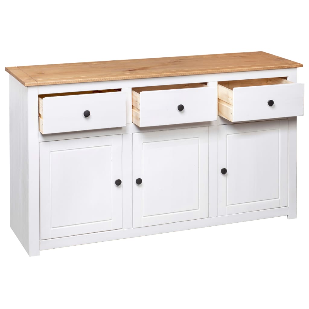 Dressoir Panama Range 135x40x80 cm massief grenenhout wit is nu te koop bij PeponiXL, paradijselijk wonen!