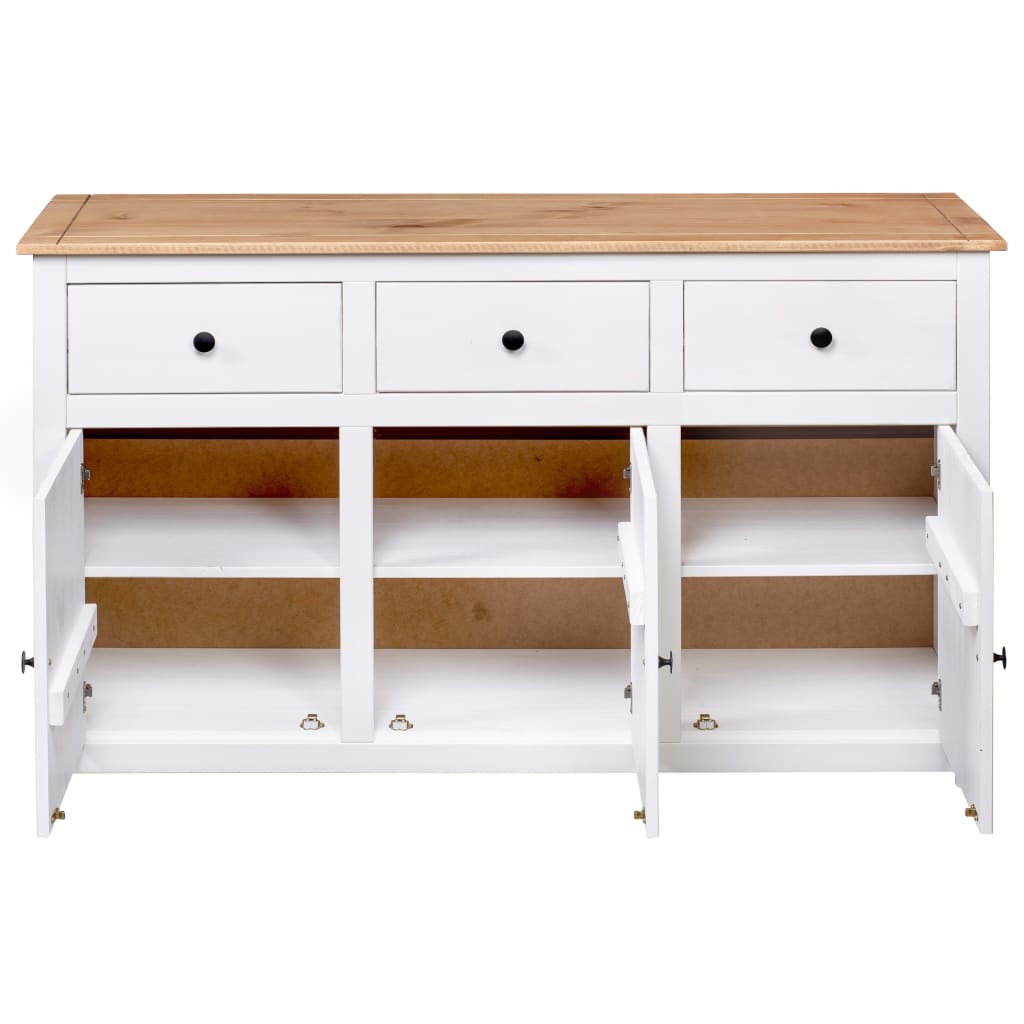 Dressoir Panama Range 135x40x80 cm massief grenenhout wit is nu te koop bij PeponiXL, paradijselijk wonen!