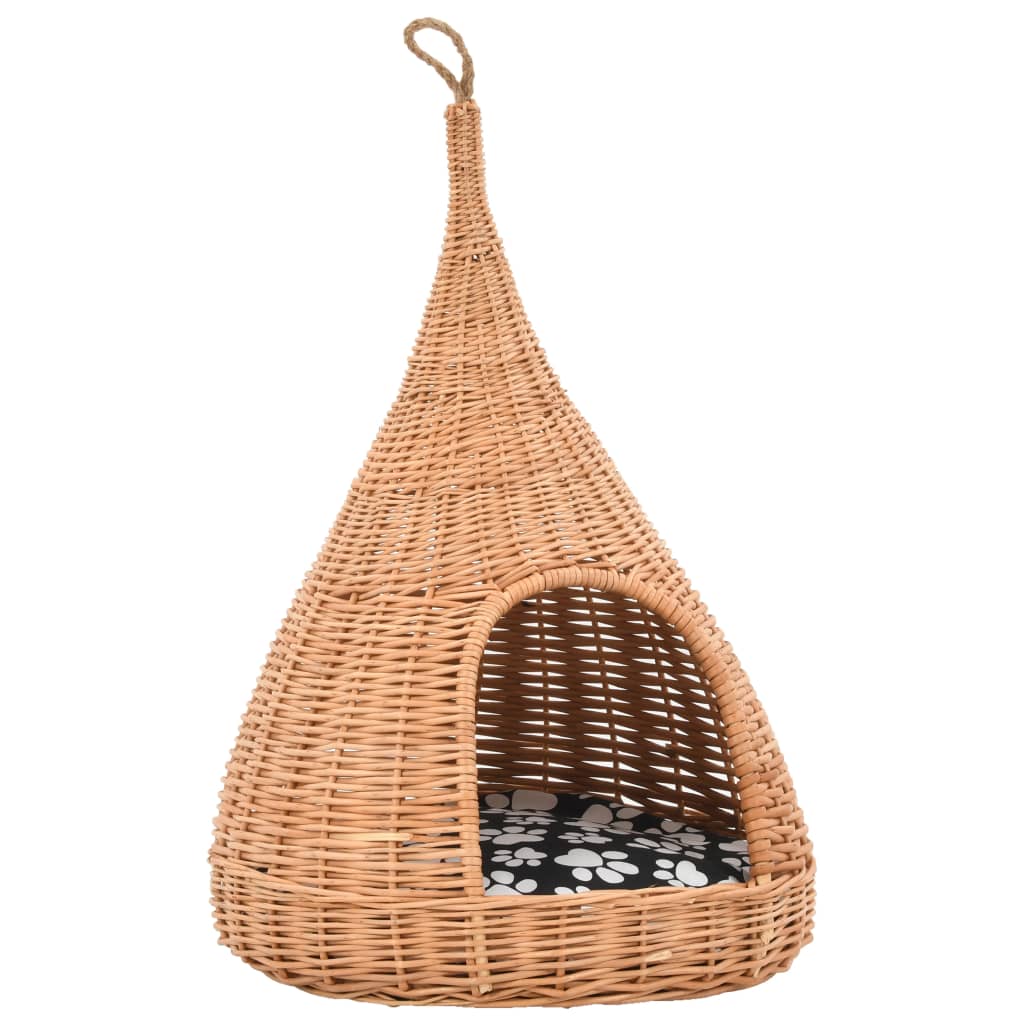 Kattenhuis met kussen tipi 40x60 cm natuurlijk wilgen is nu te koop bij PeponiXL, paradijselijk wonen!