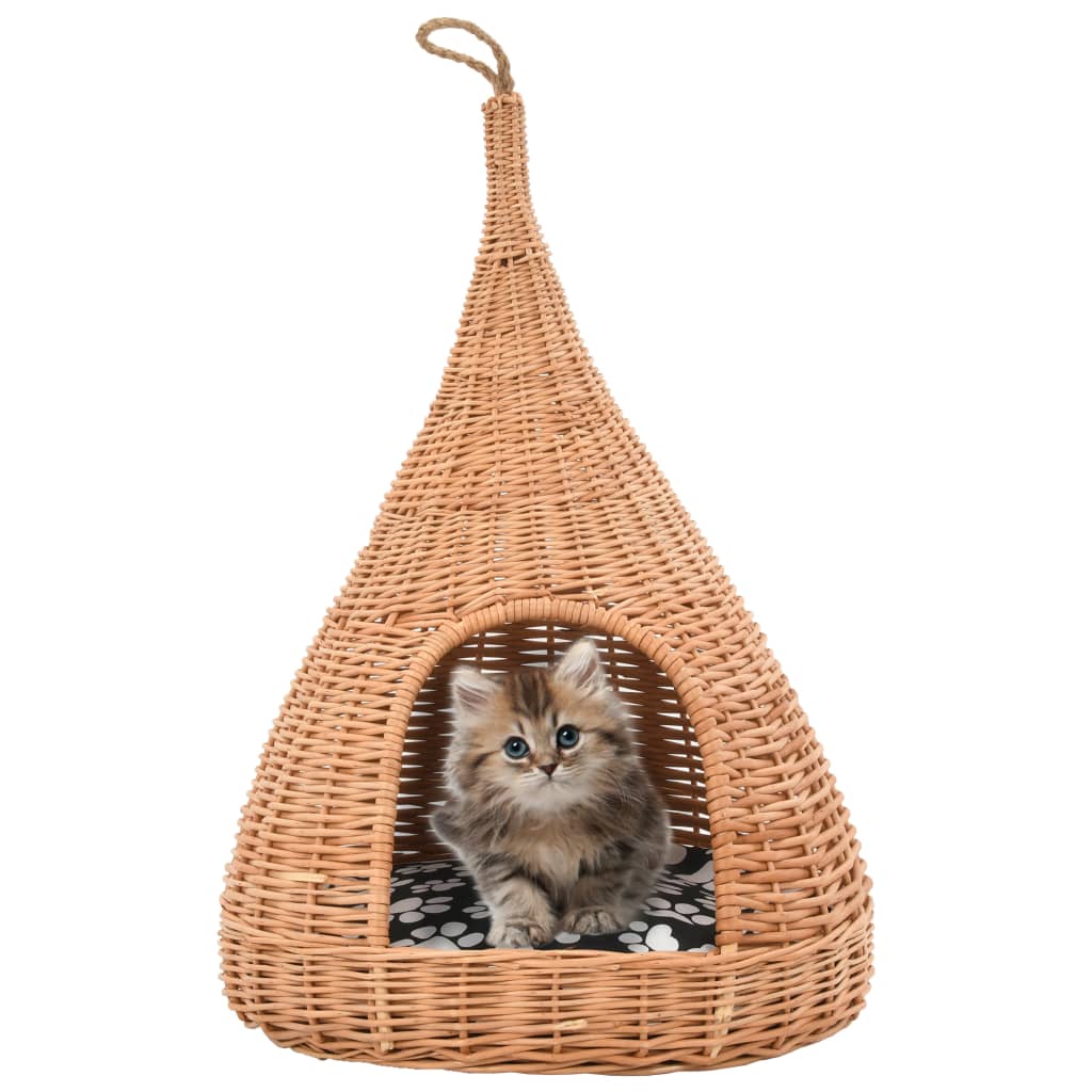 Kattenhuis met kussen tipi 40x60 cm natuurlijk wilgen is nu te koop bij PeponiXL, paradijselijk wonen!