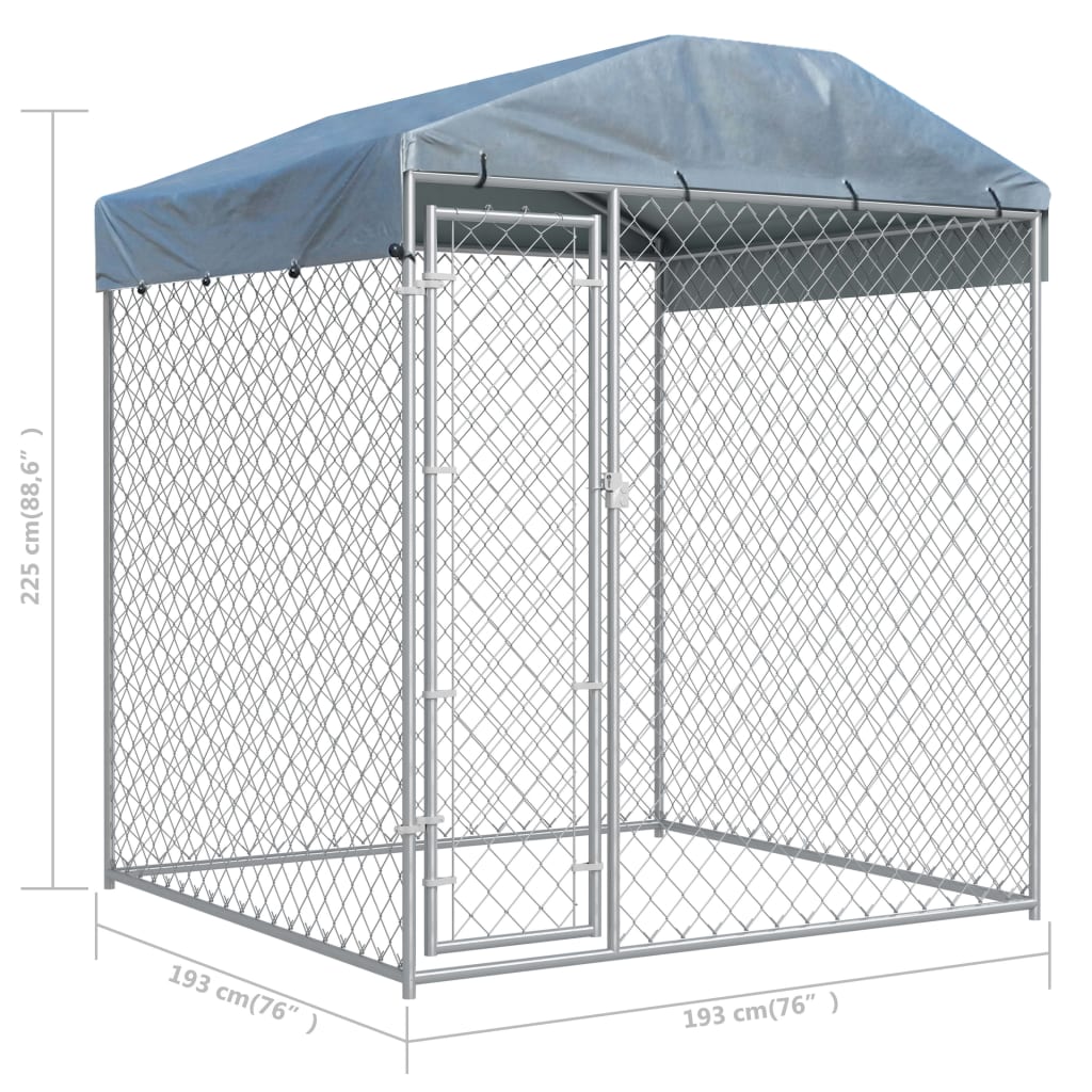 Hondenkennel voor buiten met dak 193x193x225 cm is nu te koop bij PeponiXL, paradijselijk wonen!