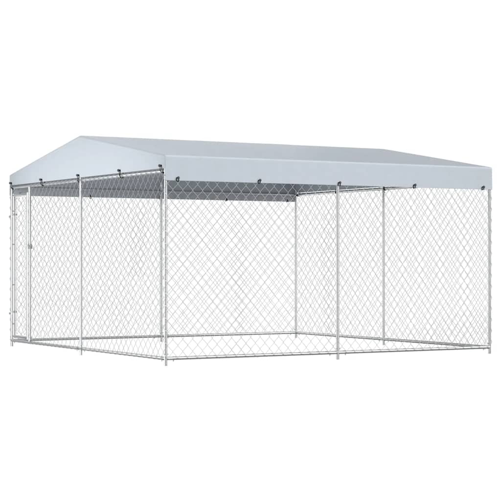 Hondenkennel voor buiten met dak 382x382x225 cm is nu te koop bij PeponiXL, paradijselijk wonen!