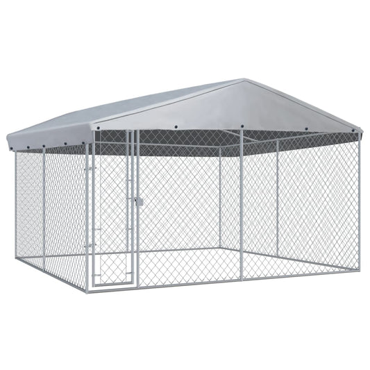 Hondenkennel voor buiten met dak 382x382x225 cm is nu te koop bij PeponiXL, paradijselijk wonen!