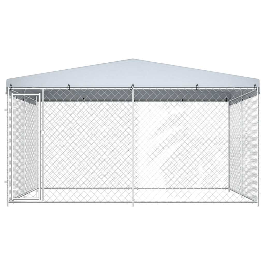 Hondenkennel voor buiten met dak 382x382x225 cm is nu te koop bij PeponiXL, paradijselijk wonen!