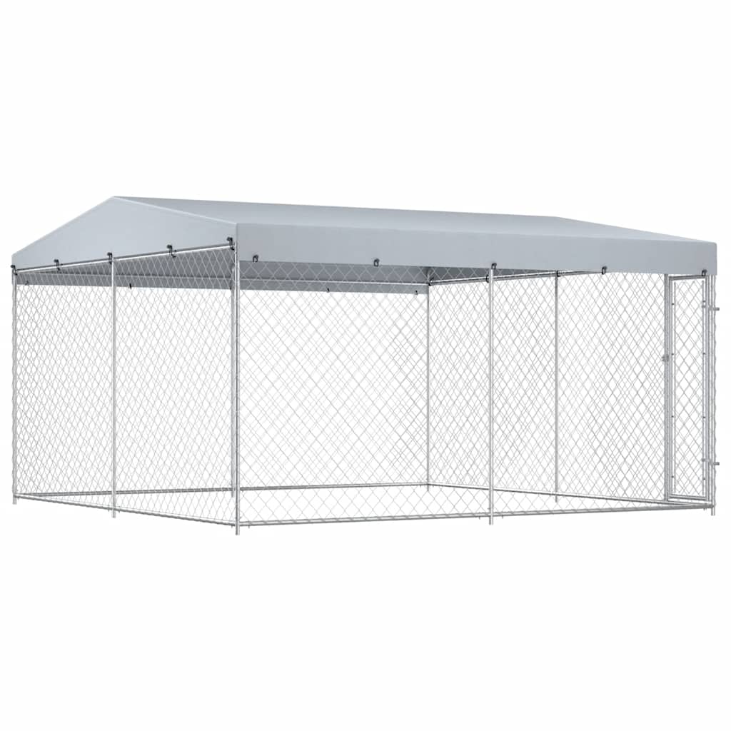 Hondenkennel voor buiten met dak 382x382x225 cm is nu te koop bij PeponiXL, paradijselijk wonen!