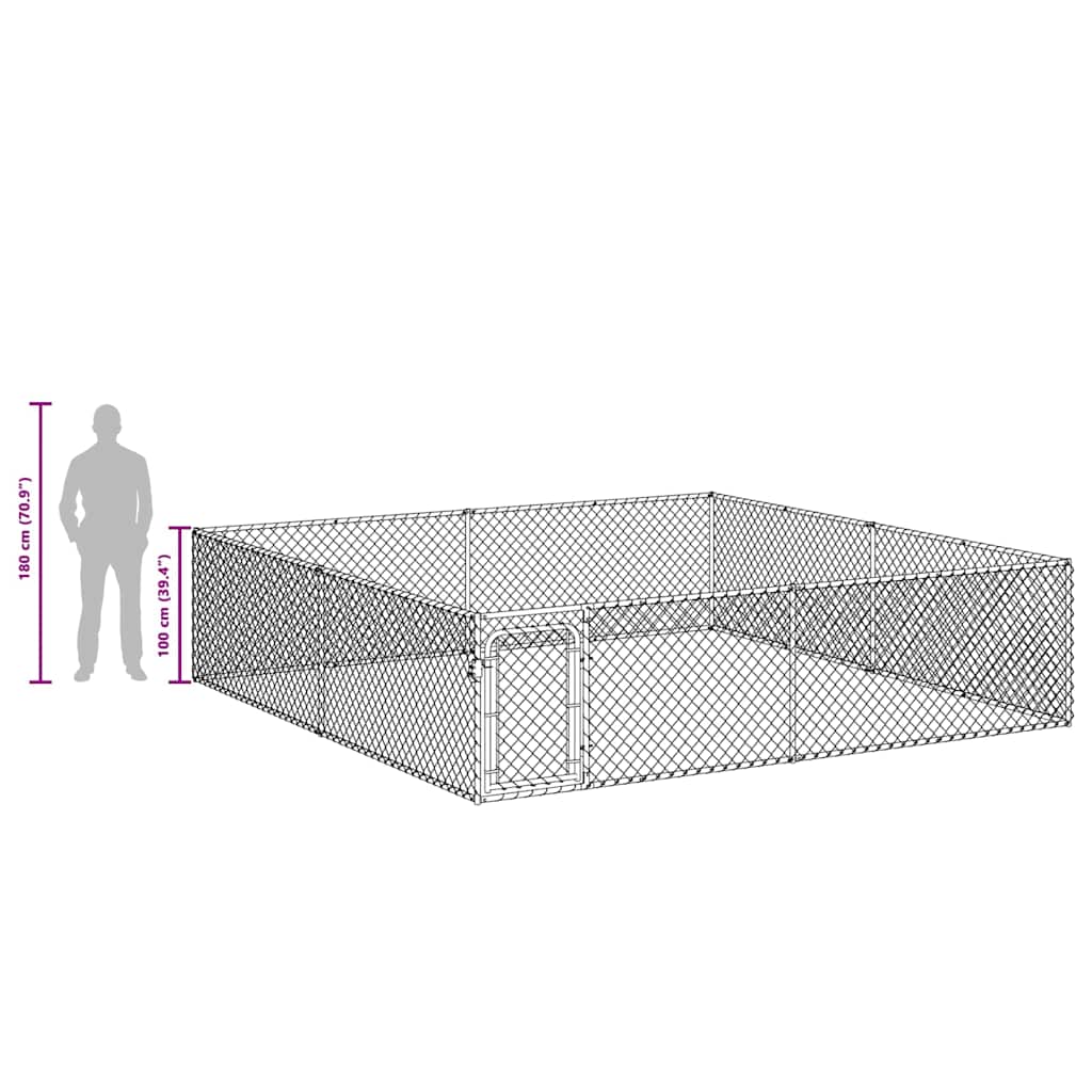 Hondenkennel voor buiten 4x4x1 m gegalvaniseerd staal is nu te koop bij PeponiXL, paradijselijk wonen!