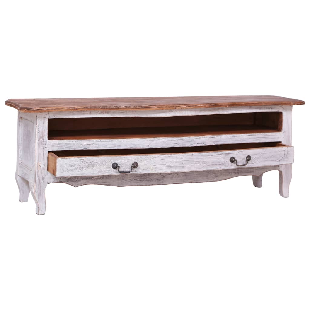 Tv-meubel 120x30x40 cm massief mahoniehout wit is nu te koop bij PeponiXL, paradijselijk wonen!
