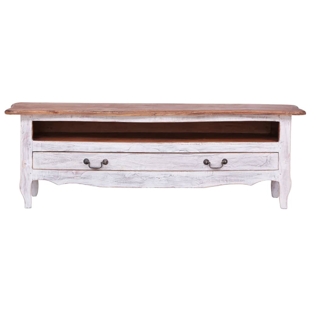 Tv-meubel 120x30x40 cm massief mahoniehout wit is nu te koop bij PeponiXL, paradijselijk wonen!