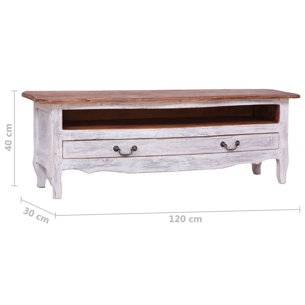 Tv-meubel 120x30x40 cm massief mahoniehout wit is nu te koop bij PeponiXL, paradijselijk wonen!