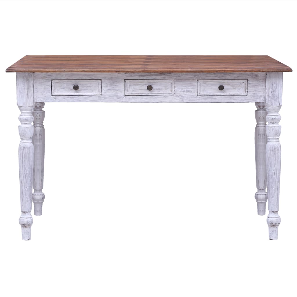 Bureau met lades 117x57x75 cm massief mahoniehout wit is nu te koop bij PeponiXL, paradijselijk wonen!