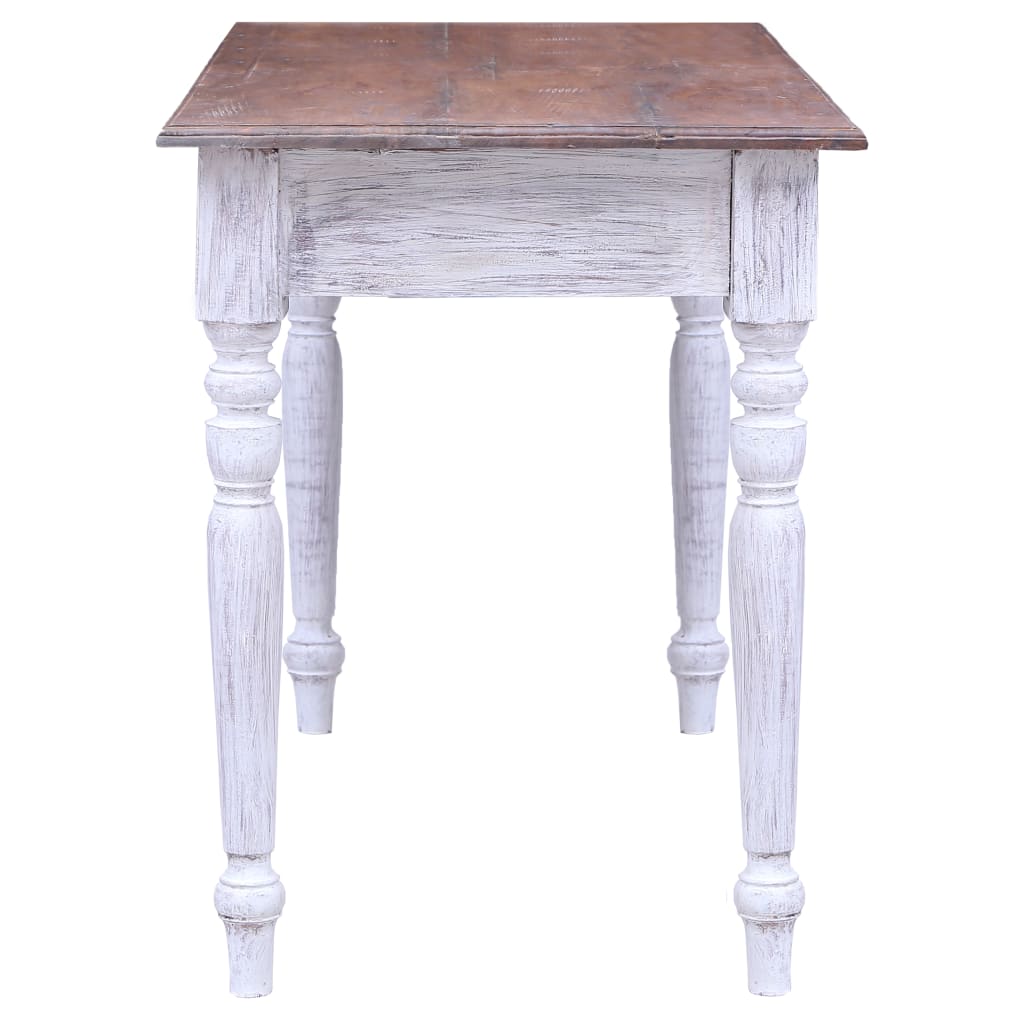 Bureau met lades 117x57x75 cm massief mahoniehout wit is nu te koop bij PeponiXL, paradijselijk wonen!
