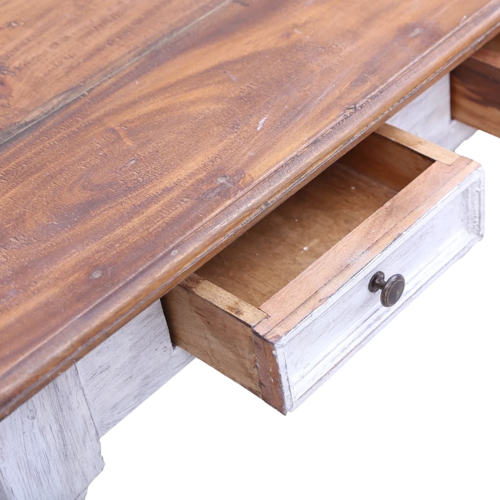 Bureau met lades 117x57x75 cm massief mahoniehout wit is nu te koop bij PeponiXL, paradijselijk wonen!