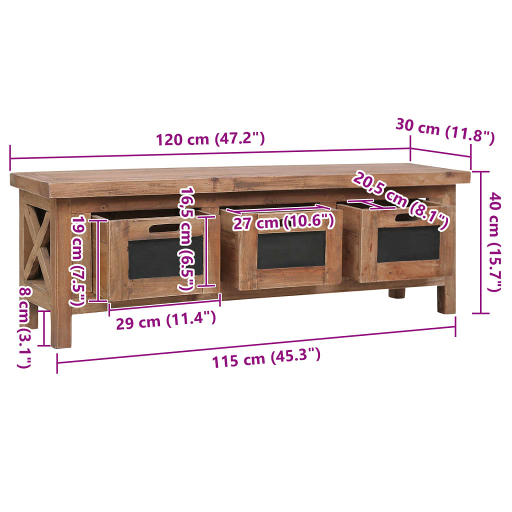 Tv-meubel met 3 lades 120x30x40 cm massief mahoniehout is nu te koop bij PeponiXL, paradijselijk wonen!