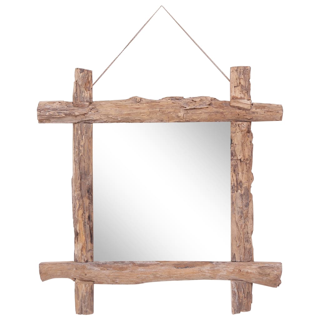 Spiegel houtblokken70x70 cm gerecycled teakhout naturel is nu te koop bij PeponiXL, paradijselijk wonen!