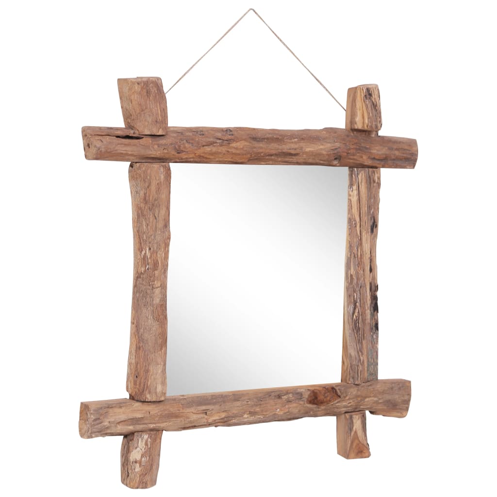 Spiegel houtblokken70x70 cm gerecycled teakhout naturel is nu te koop bij PeponiXL, paradijselijk wonen!