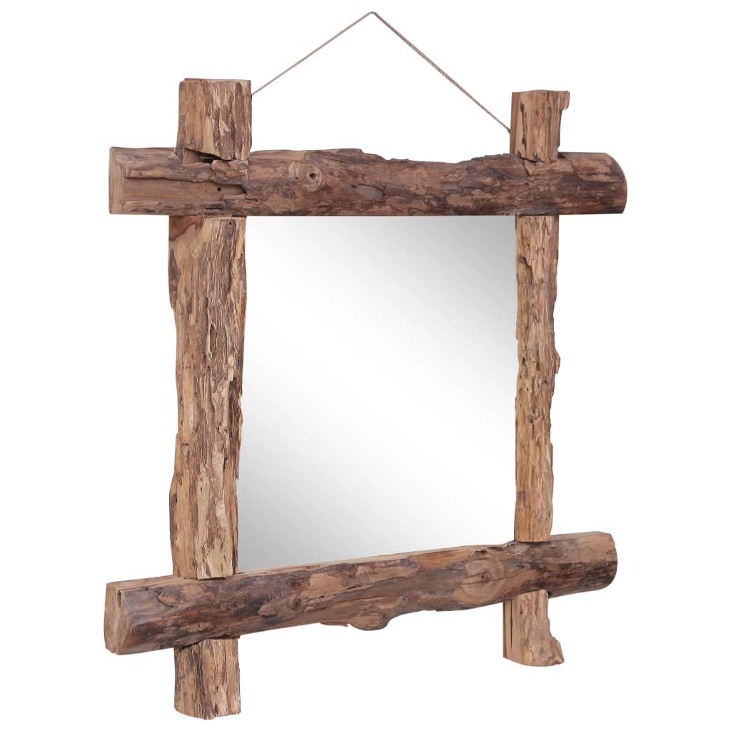 Spiegel houtblokken70x70 cm gerecycled teakhout naturel is nu te koop bij PeponiXL, paradijselijk wonen!