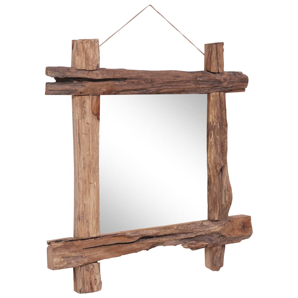 Spiegel houtblokken70x70 cm gerecycled teakhout naturel is nu te koop bij PeponiXL, paradijselijk wonen!