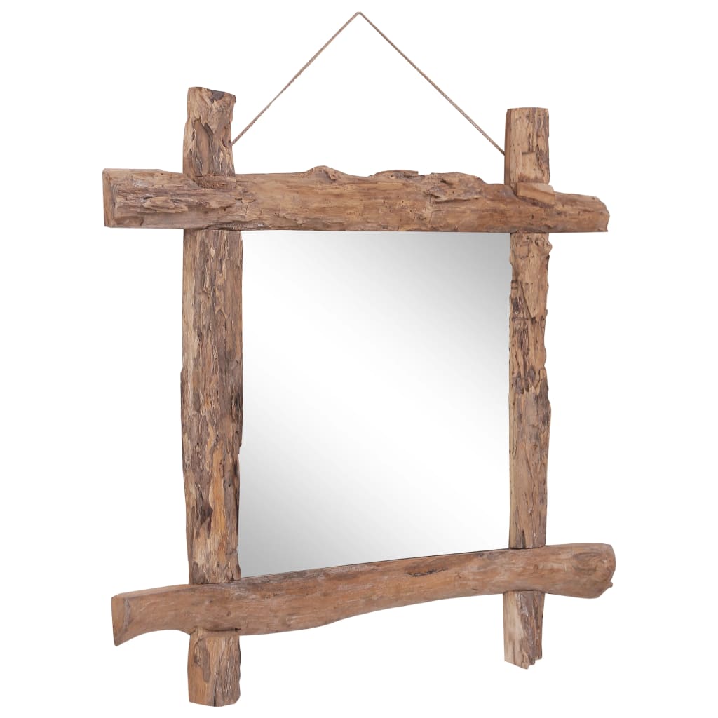Spiegel houtblokken70x70 cm gerecycled teakhout naturel is nu te koop bij PeponiXL, paradijselijk wonen!