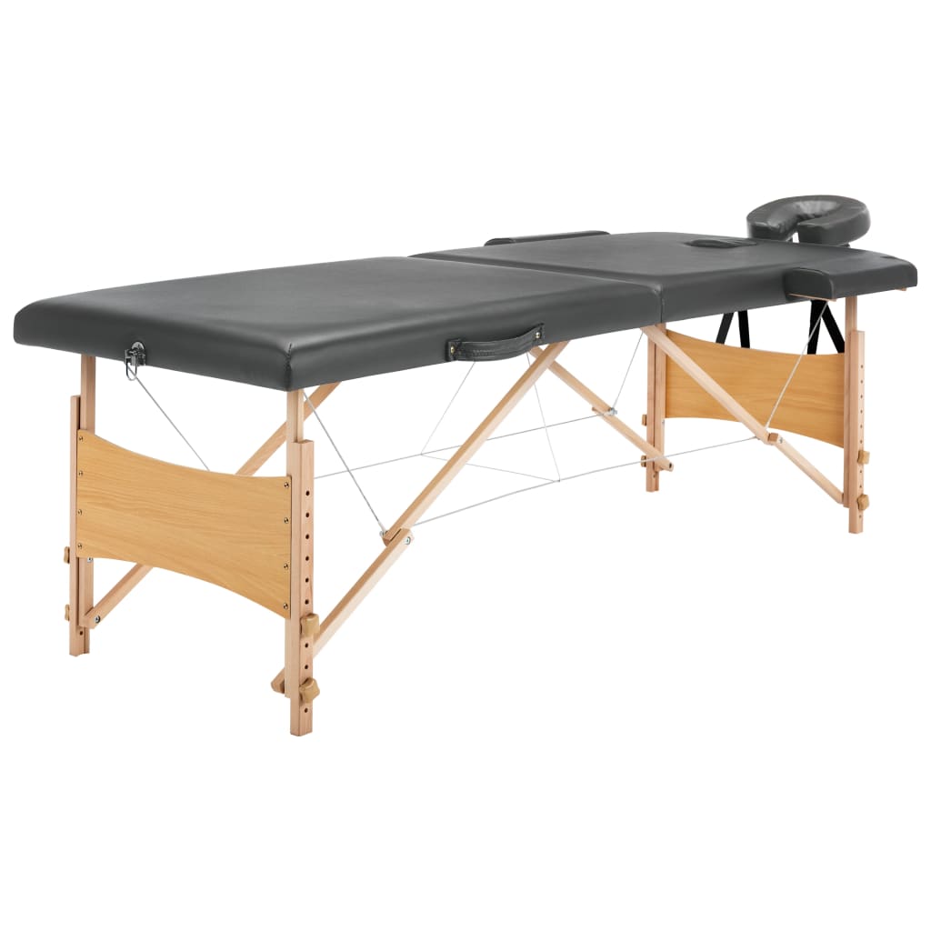 Massagetafel met 2 zones 186x68 cm houten frame antraciet is nu te koop bij PeponiXL, paradijselijk wonen!