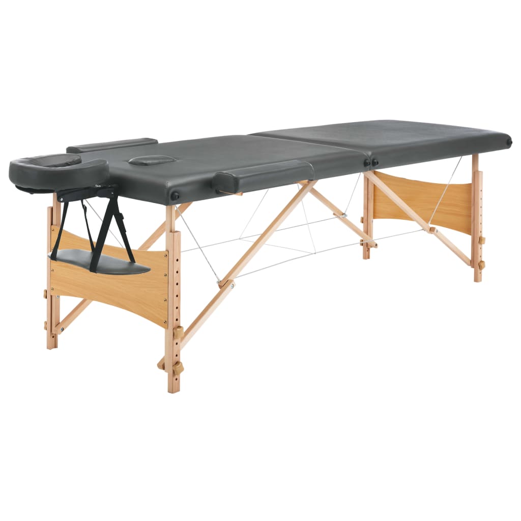 Massagetafel met 2 zones 186x68 cm houten frame antraciet is nu te koop bij PeponiXL, paradijselijk wonen!