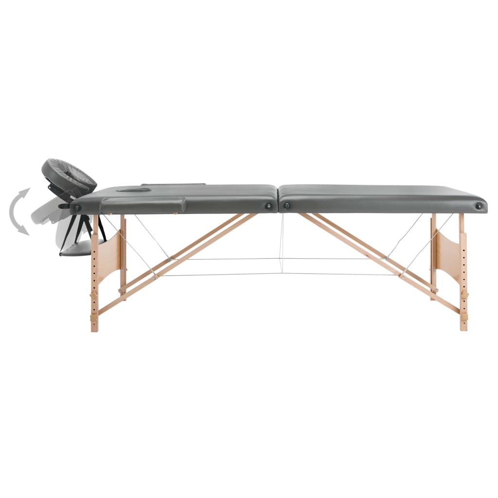 Massagetafel met 2 zones 186x68 cm houten frame antraciet is nu te koop bij PeponiXL, paradijselijk wonen!