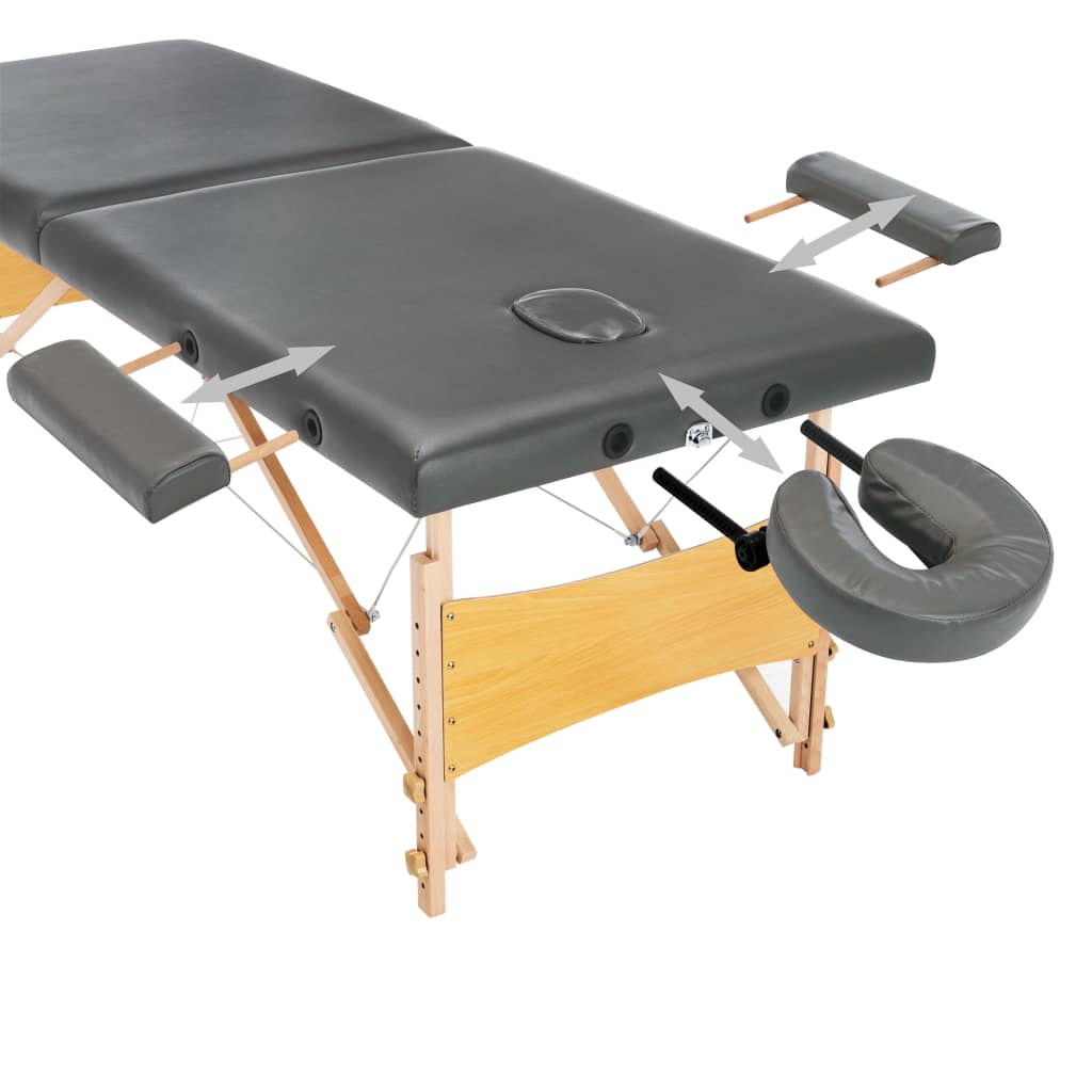 Massagetafel met 2 zones 186x68 cm houten frame antraciet is nu te koop bij PeponiXL, paradijselijk wonen!