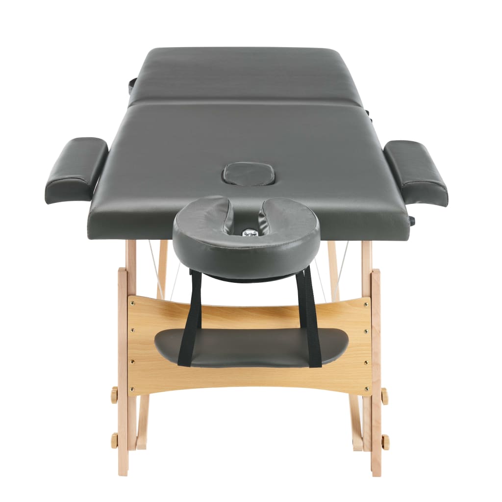 Massagetafel met 2 zones 186x68 cm houten frame antraciet is nu te koop bij PeponiXL, paradijselijk wonen!