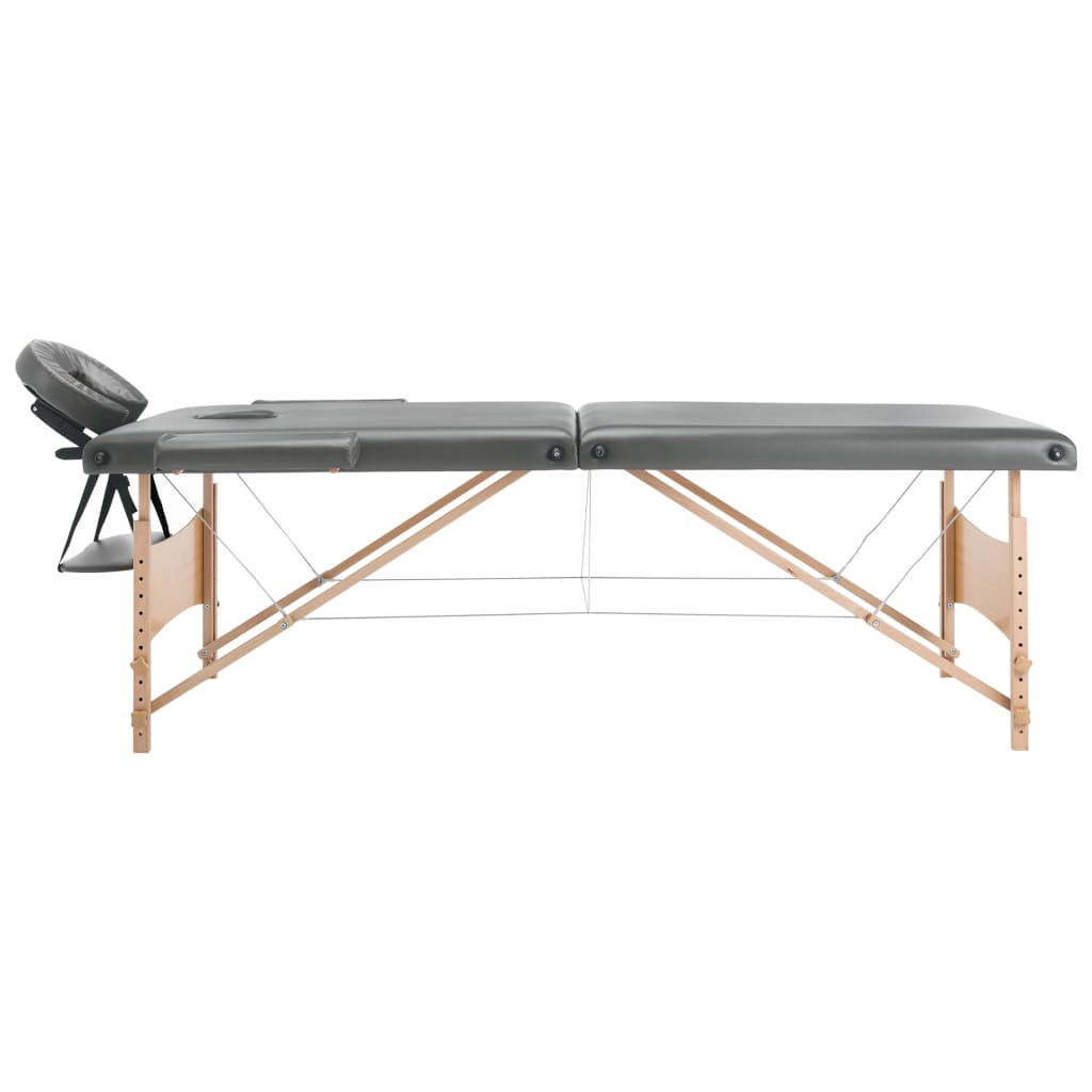 Massagetafel met 2 zones 186x68 cm houten frame antraciet is nu te koop bij PeponiXL, paradijselijk wonen!