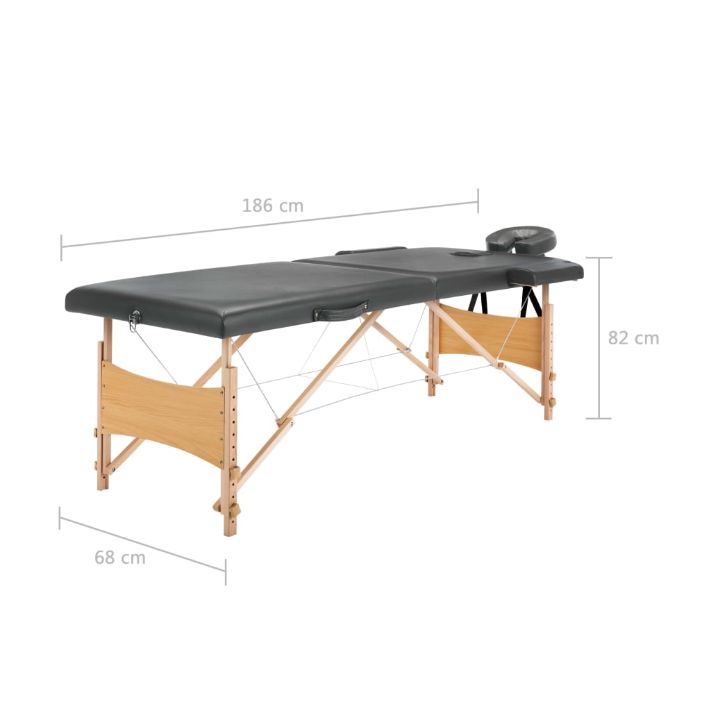 Massagetafel met 2 zones 186x68 cm houten frame antraciet is nu te koop bij PeponiXL, paradijselijk wonen!