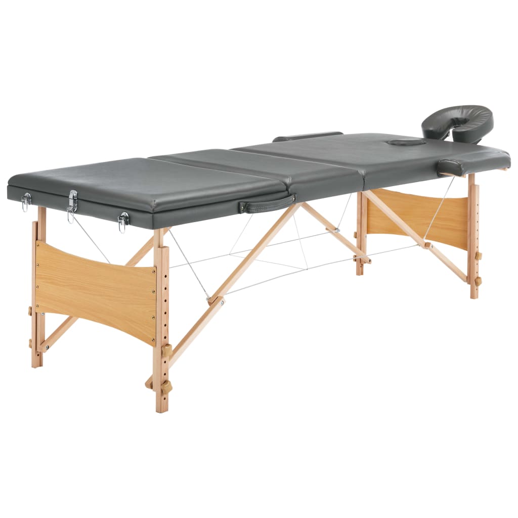 Massagetafel met 3 zones 186x68 cm houten frame antraciet is nu te koop bij PeponiXL, paradijselijk wonen!