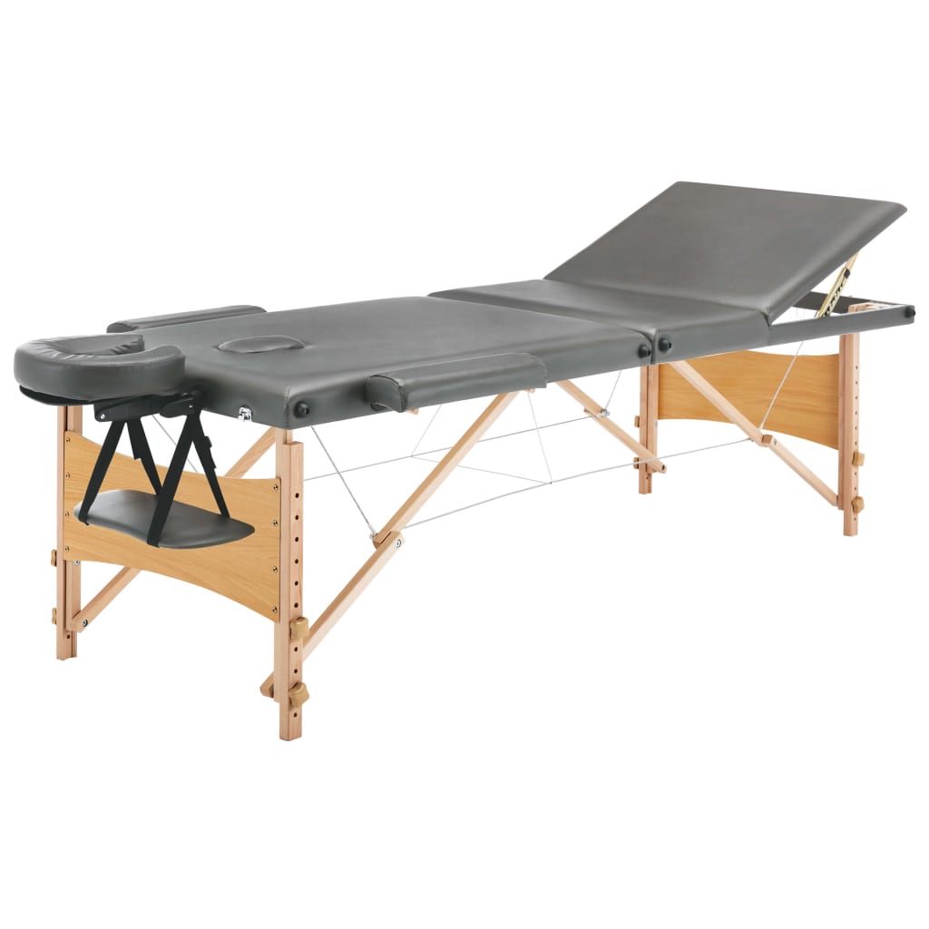 Massagetafel met 3 zones 186x68 cm houten frame antraciet is nu te koop bij PeponiXL, paradijselijk wonen!