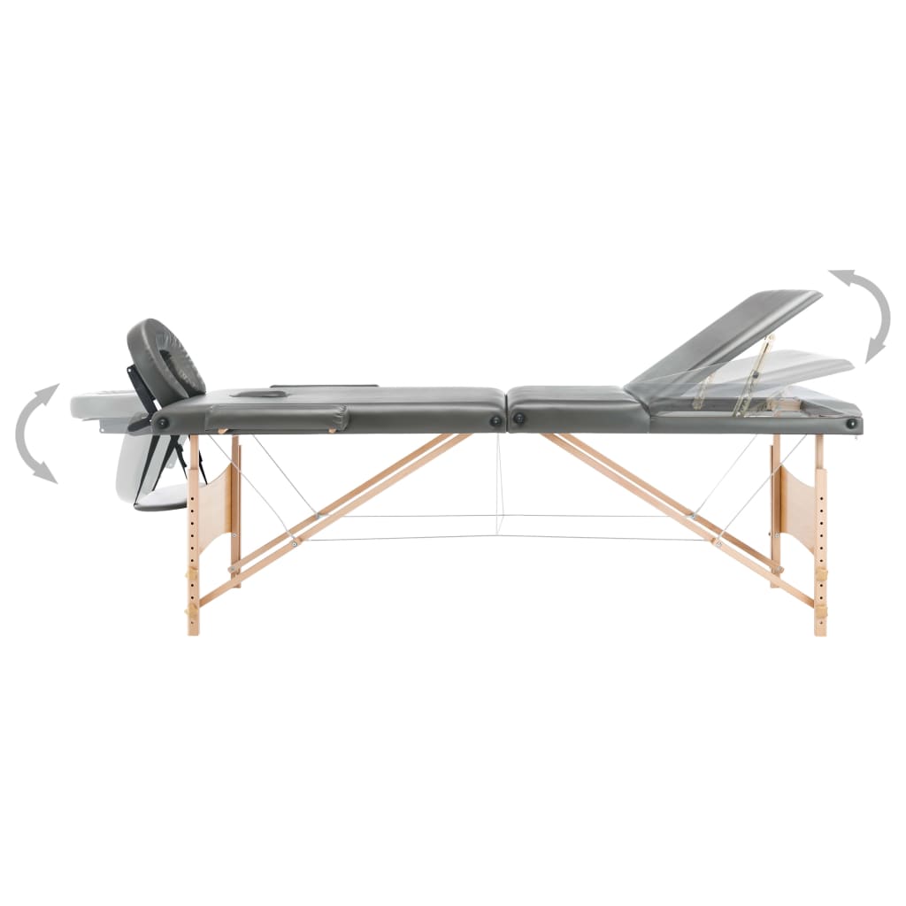 Massagetafel met 3 zones 186x68 cm houten frame antraciet is nu te koop bij PeponiXL, paradijselijk wonen!