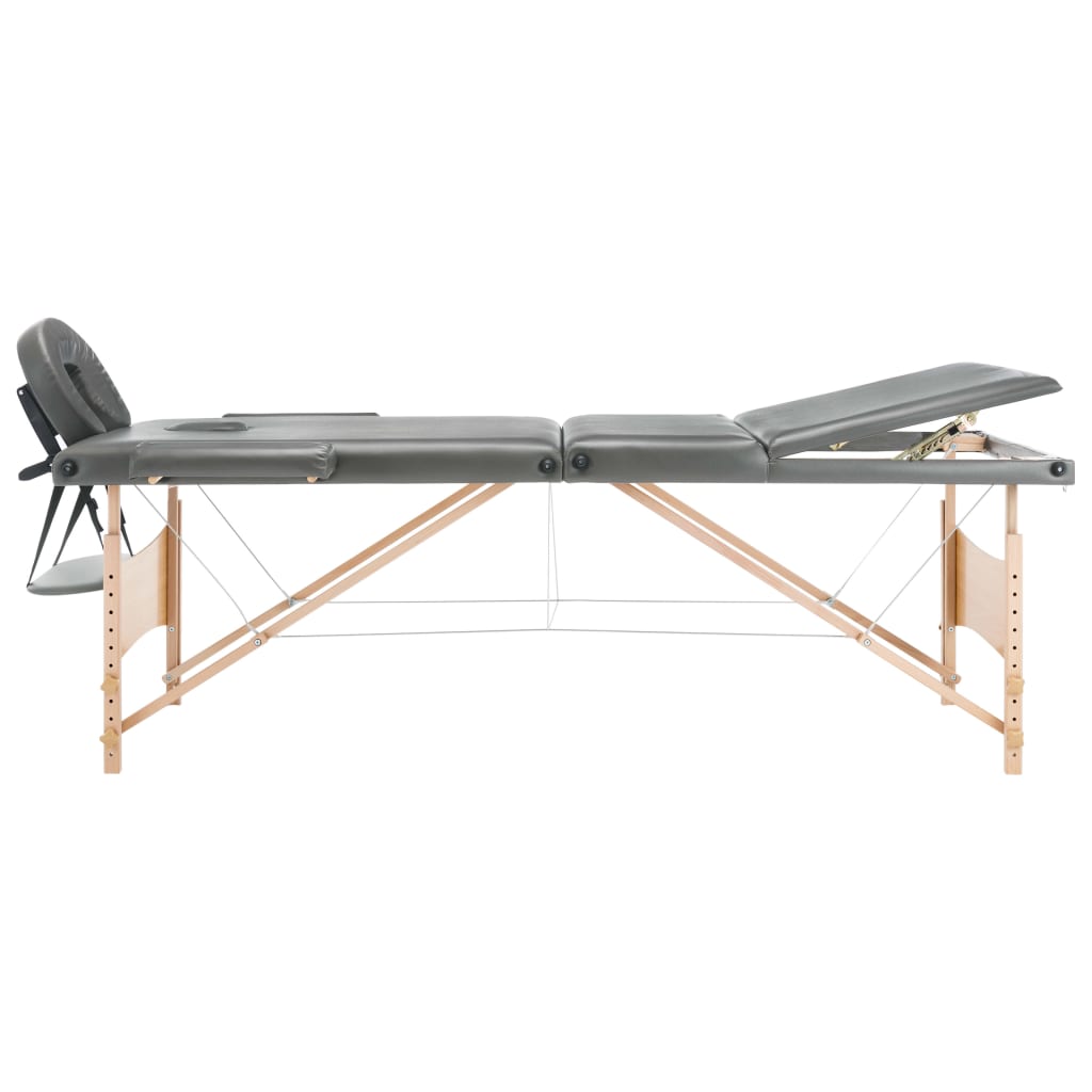 Massagetafel met 3 zones 186x68 cm houten frame antraciet is nu te koop bij PeponiXL, paradijselijk wonen!