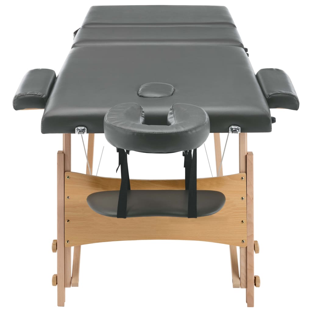 Massagetafel met 3 zones 186x68 cm houten frame antraciet is nu te koop bij PeponiXL, paradijselijk wonen!