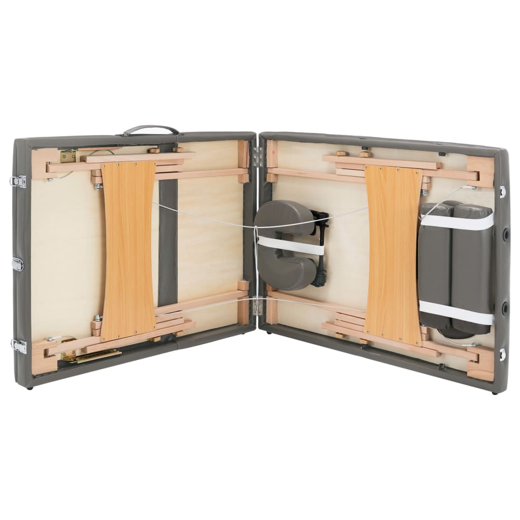 Massagetafel met 3 zones 186x68 cm houten frame antraciet is nu te koop bij PeponiXL, paradijselijk wonen!
