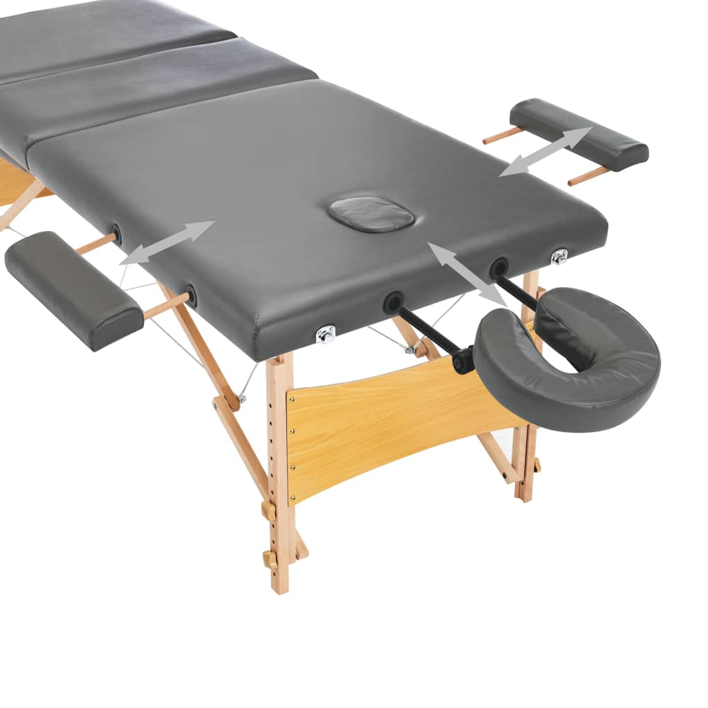 Massagetafel met 3 zones 186x68 cm houten frame antraciet is nu te koop bij PeponiXL, paradijselijk wonen!