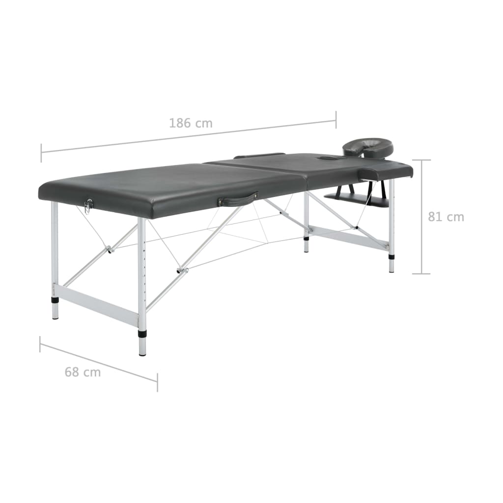 Massagetafel met 2 zones 186x68 cm aluminium frame antraciet is nu te koop bij PeponiXL, paradijselijk wonen!