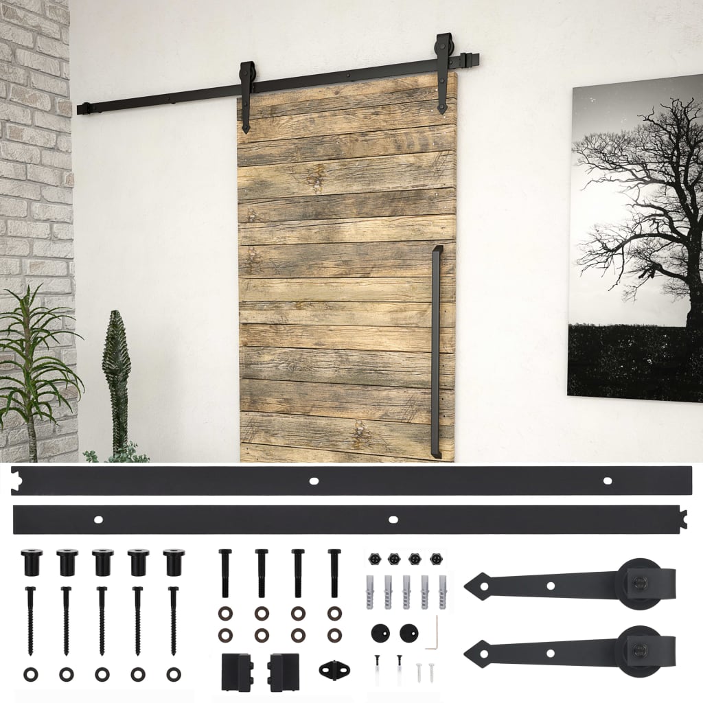 Doos met onderdelen voor schuifdeur SKIEN 200 cm staal zwart is nu te koop bij PeponiXL, paradijselijk wonen!