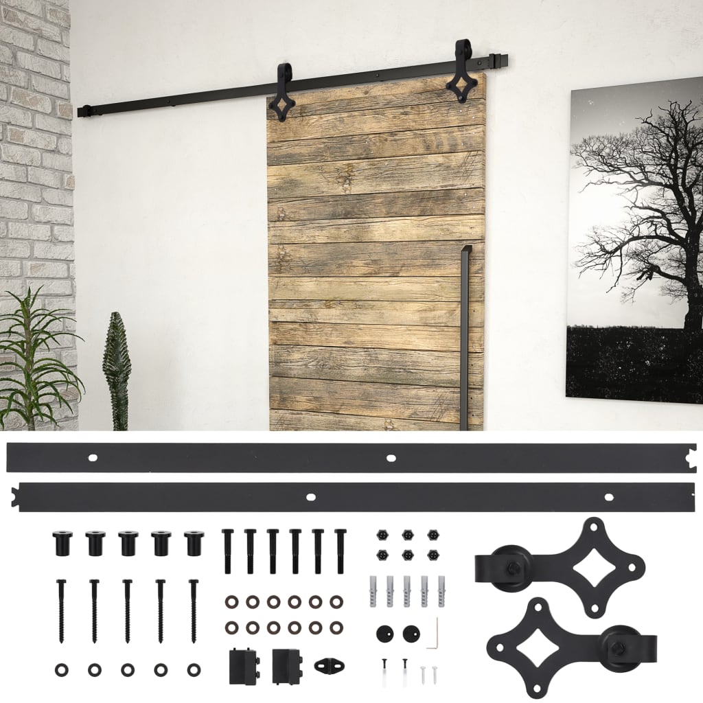 Doos met onderdelen voor schuifdeur SKIEN 200 cm staal zwart is nu te koop bij PeponiXL, paradijselijk wonen!