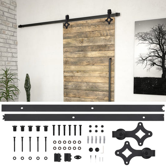 Doos met onderdelen voor schuifdeur SKIEN 200 cm staal zwart is nu te koop bij PeponiXL, paradijselijk wonen!