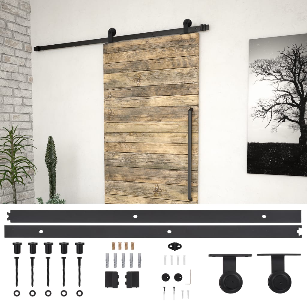 Doos met onderdelen voor schuifdeur SKIEN 183 cm staal zwart is nu te koop bij PeponiXL, paradijselijk wonen!