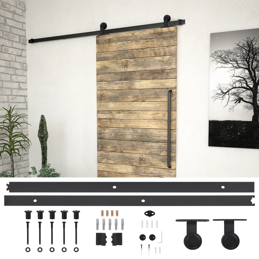Doos met onderdelen voor schuifdeur SKIEN 200 cm staal zwart is nu te koop bij PeponiXL, paradijselijk wonen!