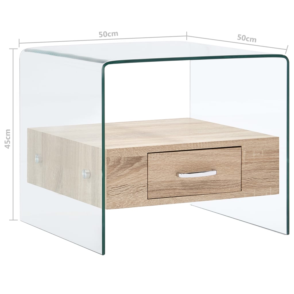 Salontafel met lade 50x50x45 cm gehard glas is nu te koop bij PeponiXL, paradijselijk wonen!