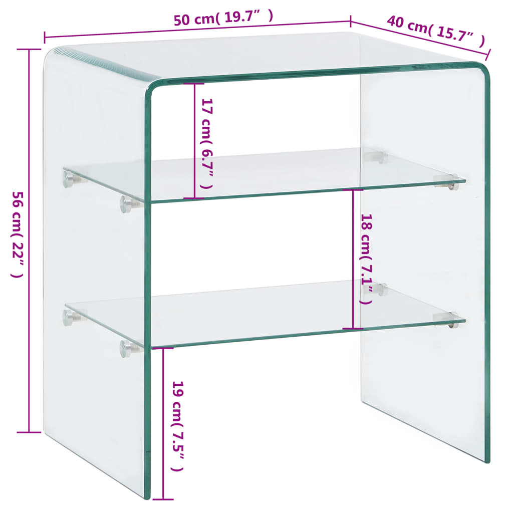 Salontafel 50x40x56 cm gehard glas is nu te koop bij PeponiXL, paradijselijk wonen!
