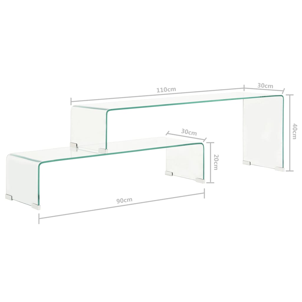 2-delige salontafelset 90x30x20/110x30x40 cm gehard glas is nu te koop bij PeponiXL, paradijselijk wonen!