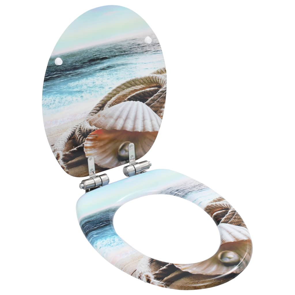 Toiletbrillen 2 st met soft-close deksels MDF mosselontwerp is nu te koop bij PeponiXL, paradijselijk wonen!