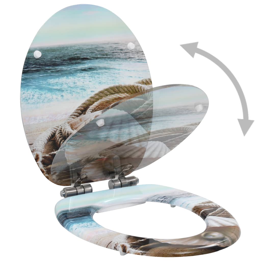 Toiletbrillen 2 st met soft-close deksels MDF mosselontwerp is nu te koop bij PeponiXL, paradijselijk wonen!