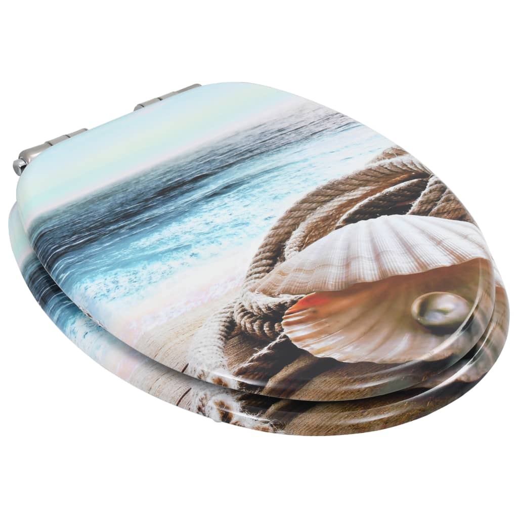 Toiletbrillen 2 st met soft-close deksels MDF mosselontwerp is nu te koop bij PeponiXL, paradijselijk wonen!