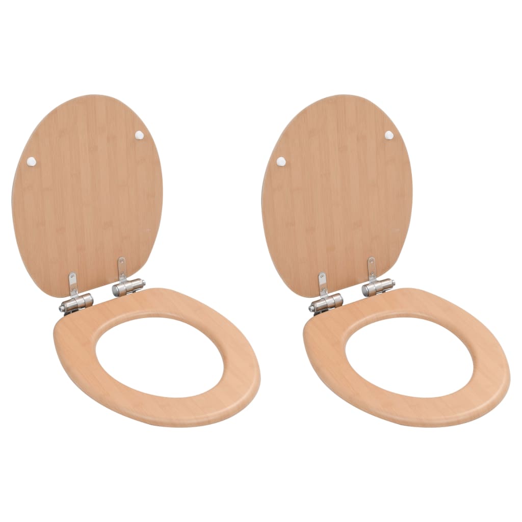 Toiletbrillen 2 st met soft-close deksels MDF bamboeontwerp is nu te koop bij PeponiXL, paradijselijk wonen!